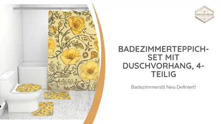 Badezimmerteppich-Set mit Duschvorhang, 4-teilig by@Outfy