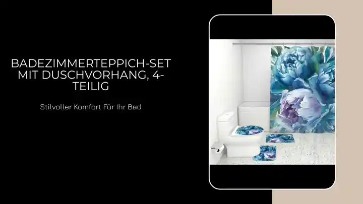Badezimmerteppich-Set mit Duschvorhang, 4-teilig by@Outfy
