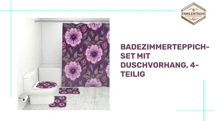 Badezimmerteppich-Set mit Duschvorhang, 4-teilig by@Outfy