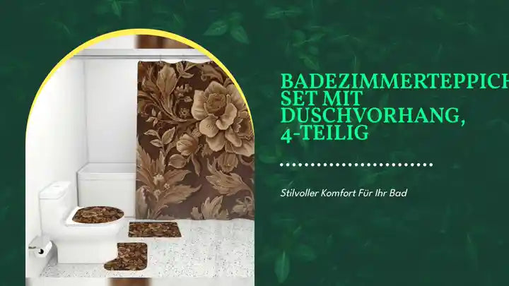 Badezimmerteppich-Set mit Duschvorhang, 4-teilig by@Outfy