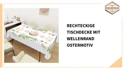 Rechteckige Tischdecke mit Wellenrand Ostermotiv by@Outfy