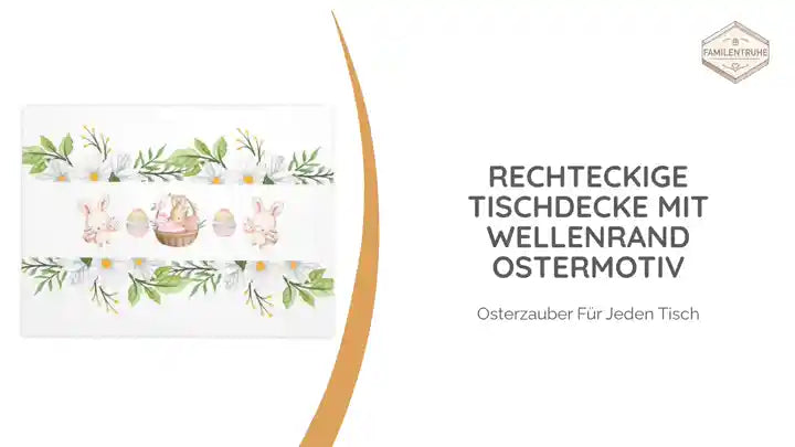 Rechteckige Tischdecke mit Wellenrand Ostermotiv by@Outfy