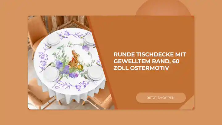 Runde Tischdecke mit gewelltem Rand, 60 Zoll Ostermotiv by@Outfy