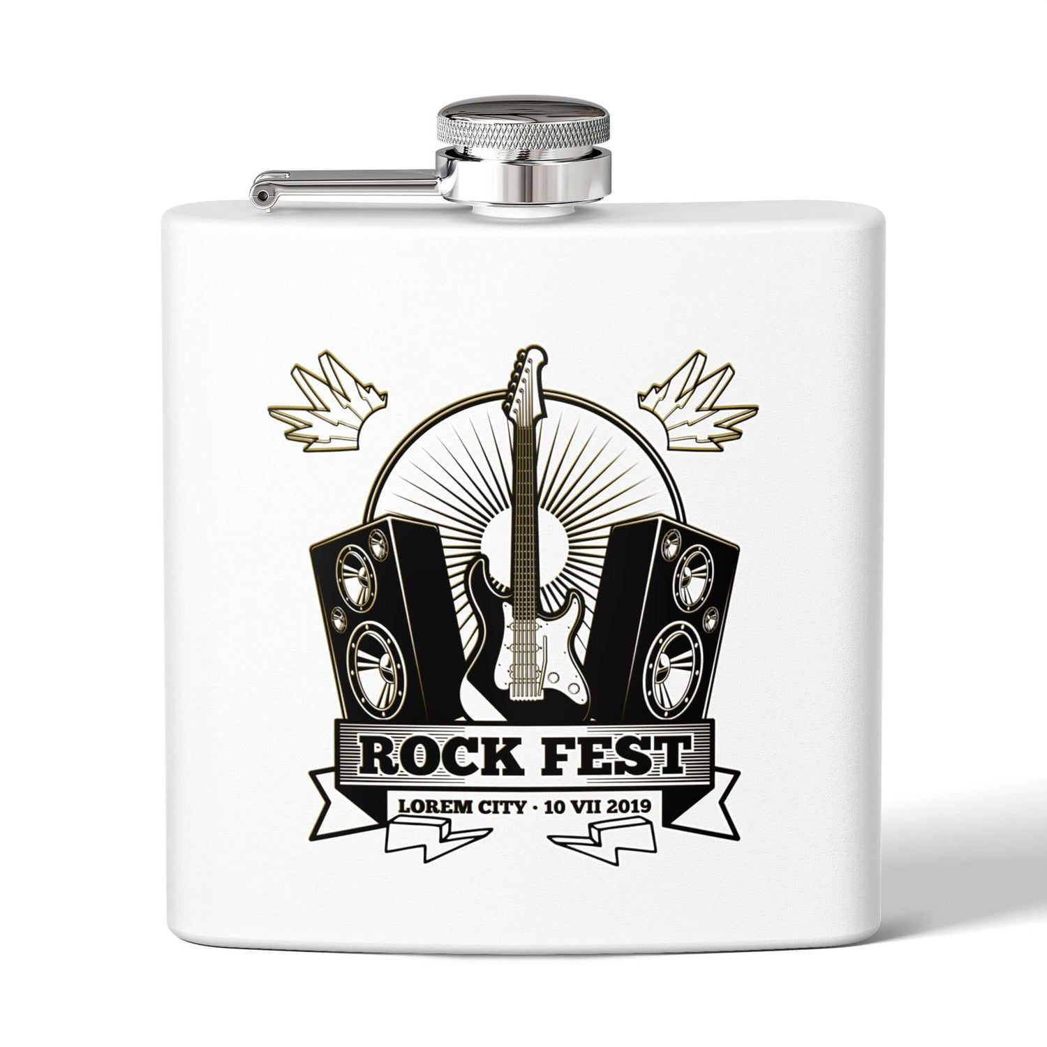 Rock Fest Edelstahl-Flachmann mit Musik-Design, ideal für Konzert- und Festivalbesuche, eleganter und robuster Edelstahl-Flachmann.