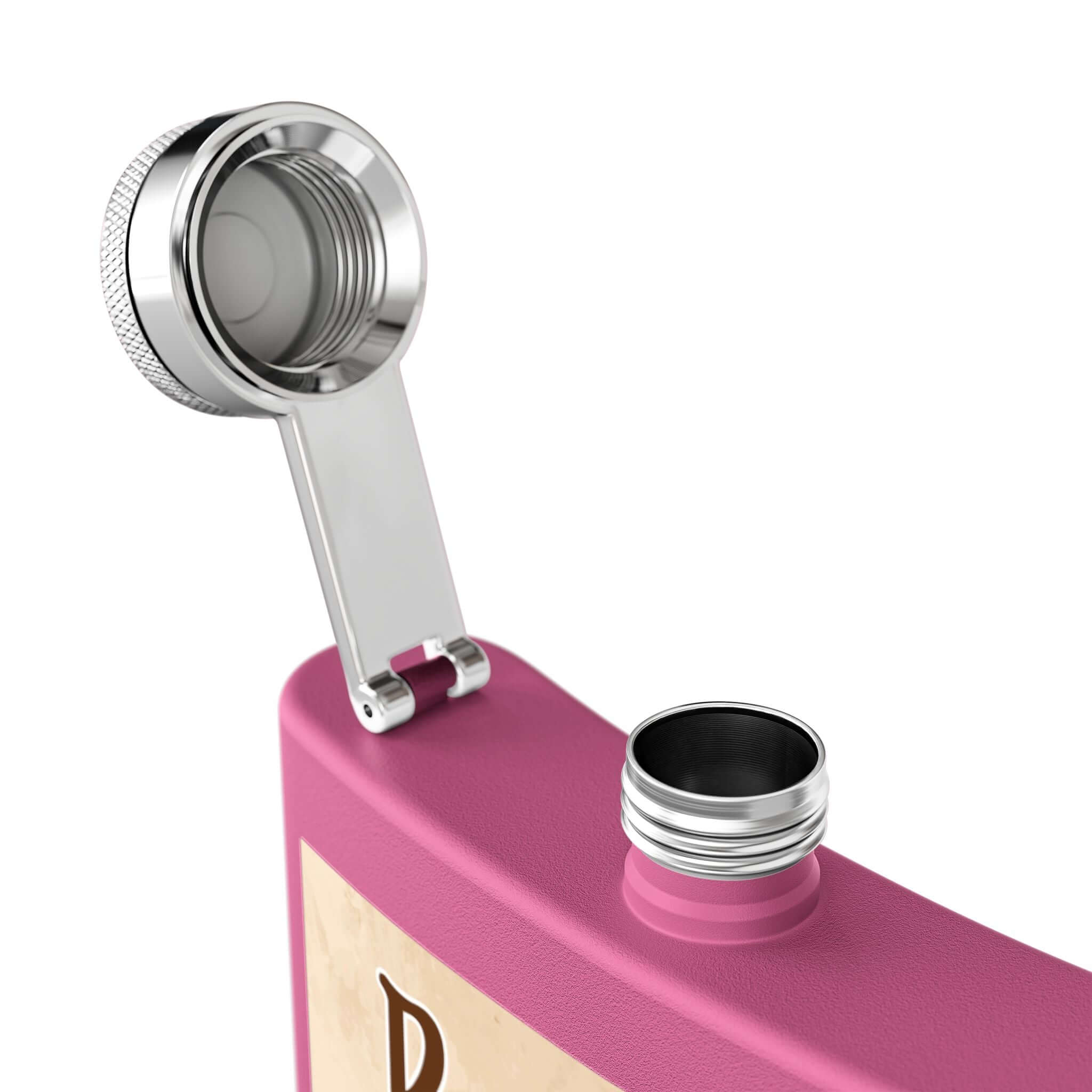 Rodeo-Flachmann aus Edelstahl für Fans mit edler Verschlusskappe, ideal für Adventure, Feiern oder Ausflüge, detailreiche Nahaufnahme