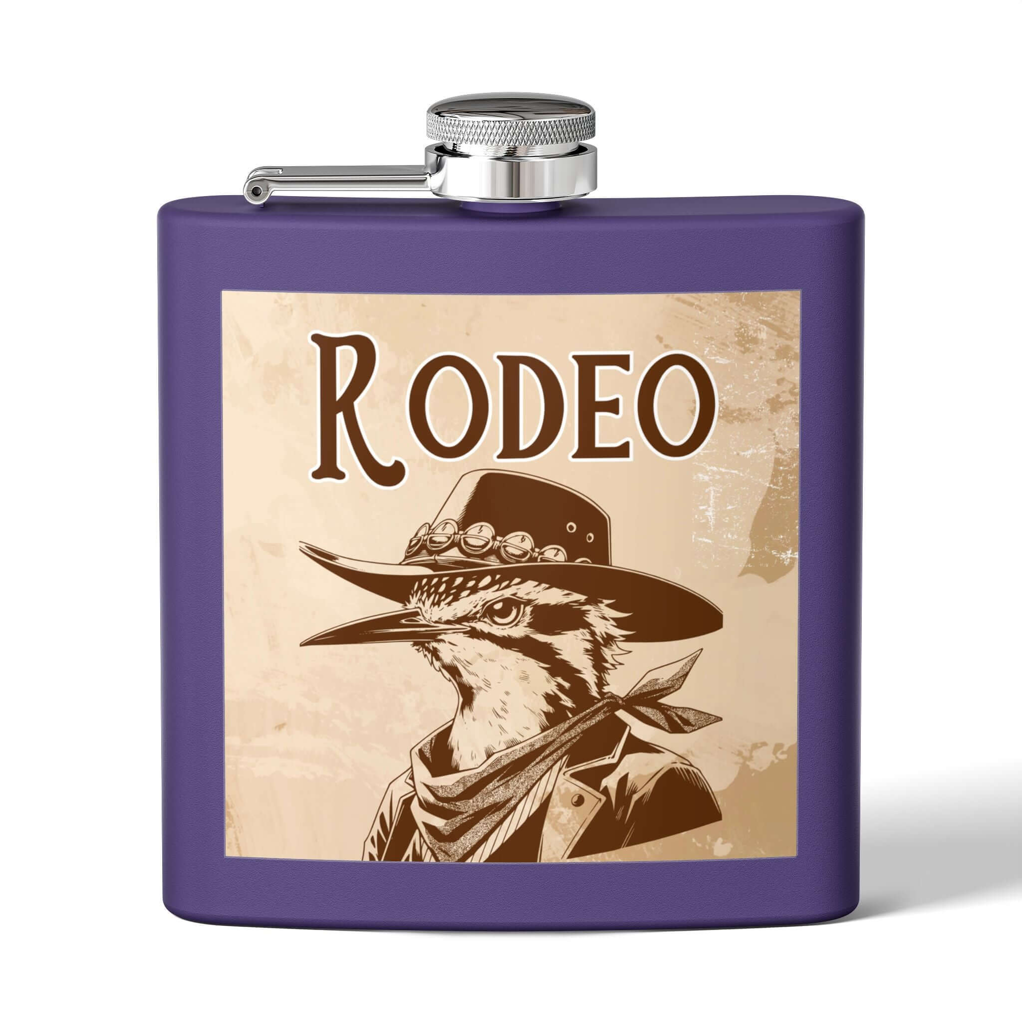 Rodeo-Flachmann aus Edelstahl für Fans mit einzigartigem Design, ideal für Abenteuer und Feiern, kompakt und isoliert, 6oz.