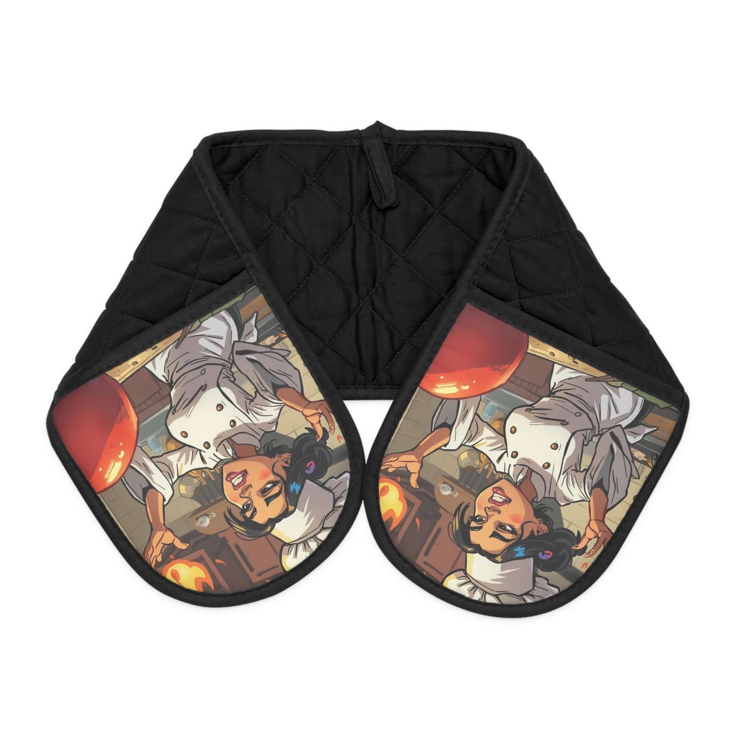 Schicke, künstlerische Ofenhandschuhe für Küchenliebhaber - Design-Familientruhe