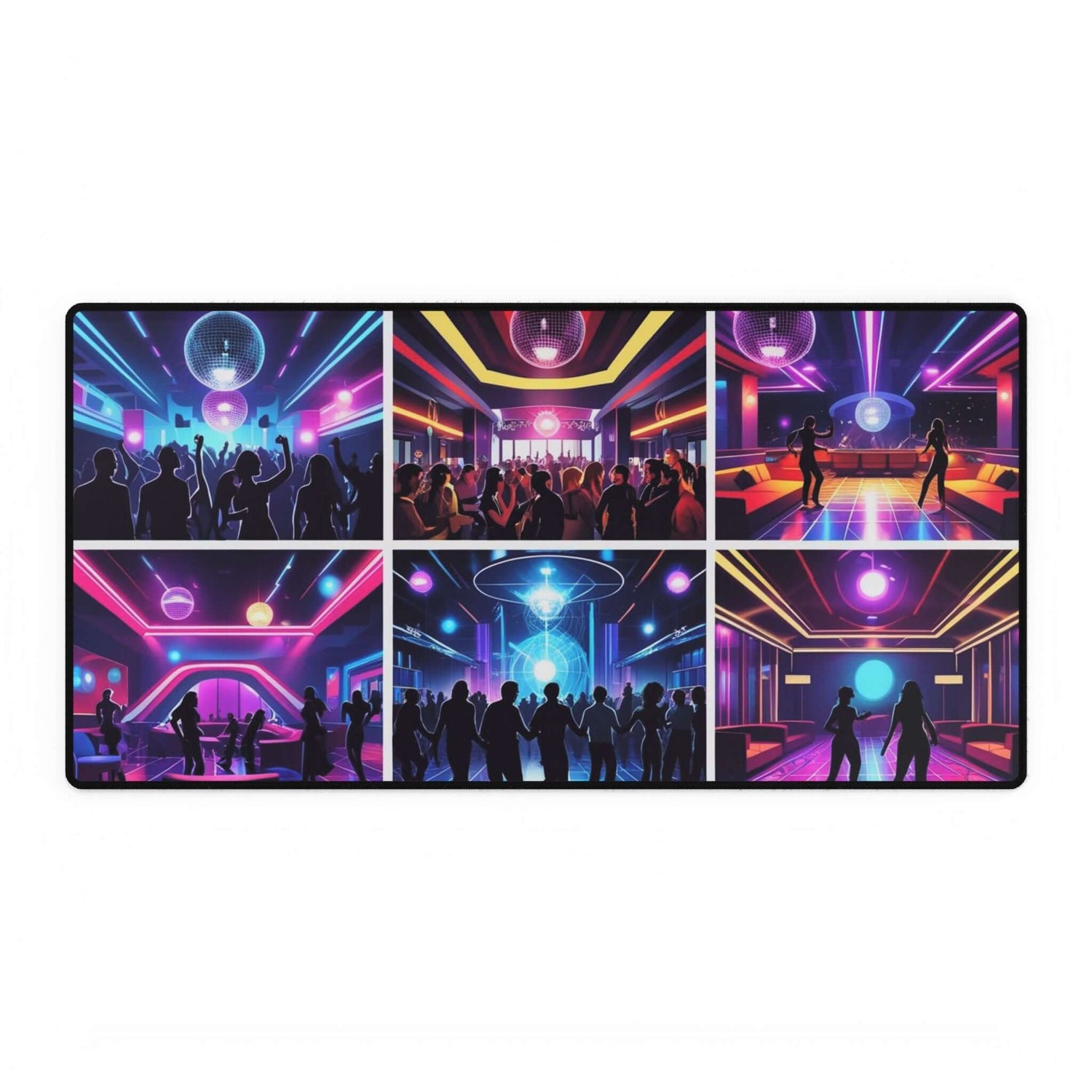 Schreibtischunterlagen mit Neon-Vibe stilvolles Bürozubehör, inspiriert von lebendigen Party-Szenen für kreative Arbeitsbereiche.