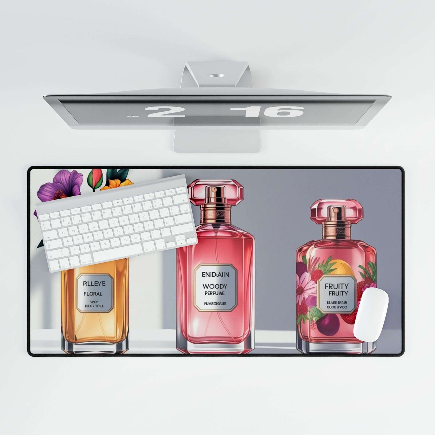 Stilvolle Parfüm Schreibtischmatten, Home Office Dekor, Parfümflaschen-Design, Schreibtischunterlagen, ergonomische Arbeitsfläche