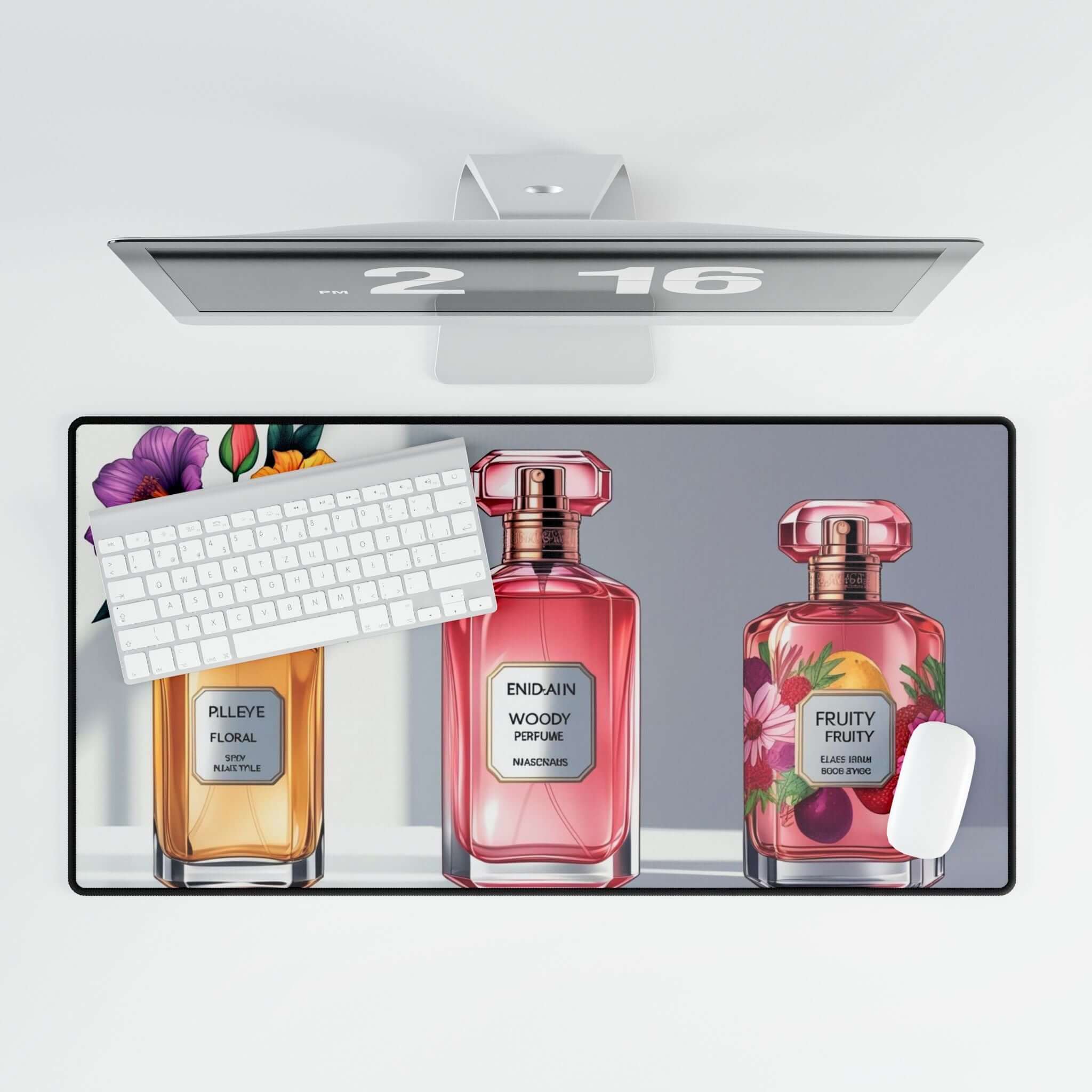 Stilvolle Parfüm Schreibtischmatten, Home Office Dekor, Parfümflaschen-Design, Schreibtischunterlagen, ergonomische Arbeitsfläche