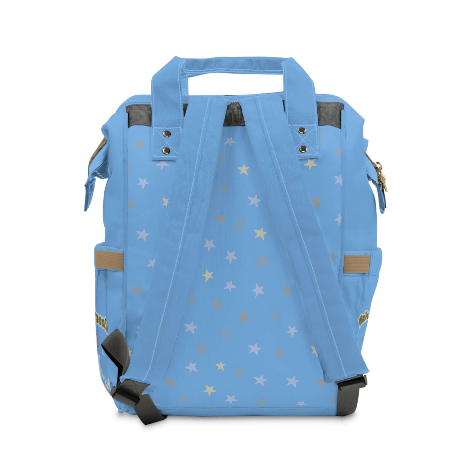Stylischer multifunktionaler Wickelrucksack für trendige Eltern - Blau mit Sternen-Design - Design-Familientruhe