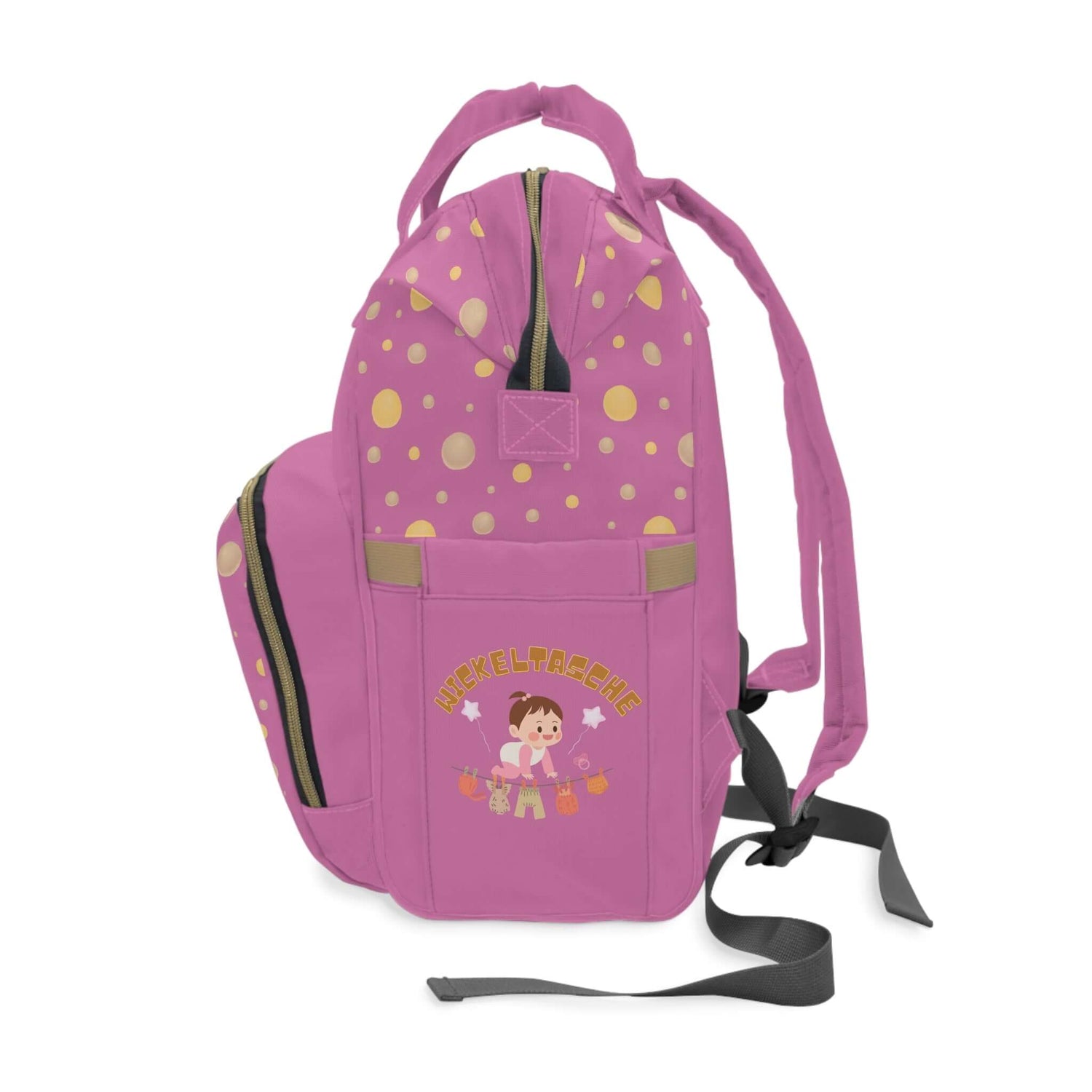 Süßer rosa multifunktionaler Wickelrucksack | Stilvolle und praktische Babytasche - Design-Familientruhe