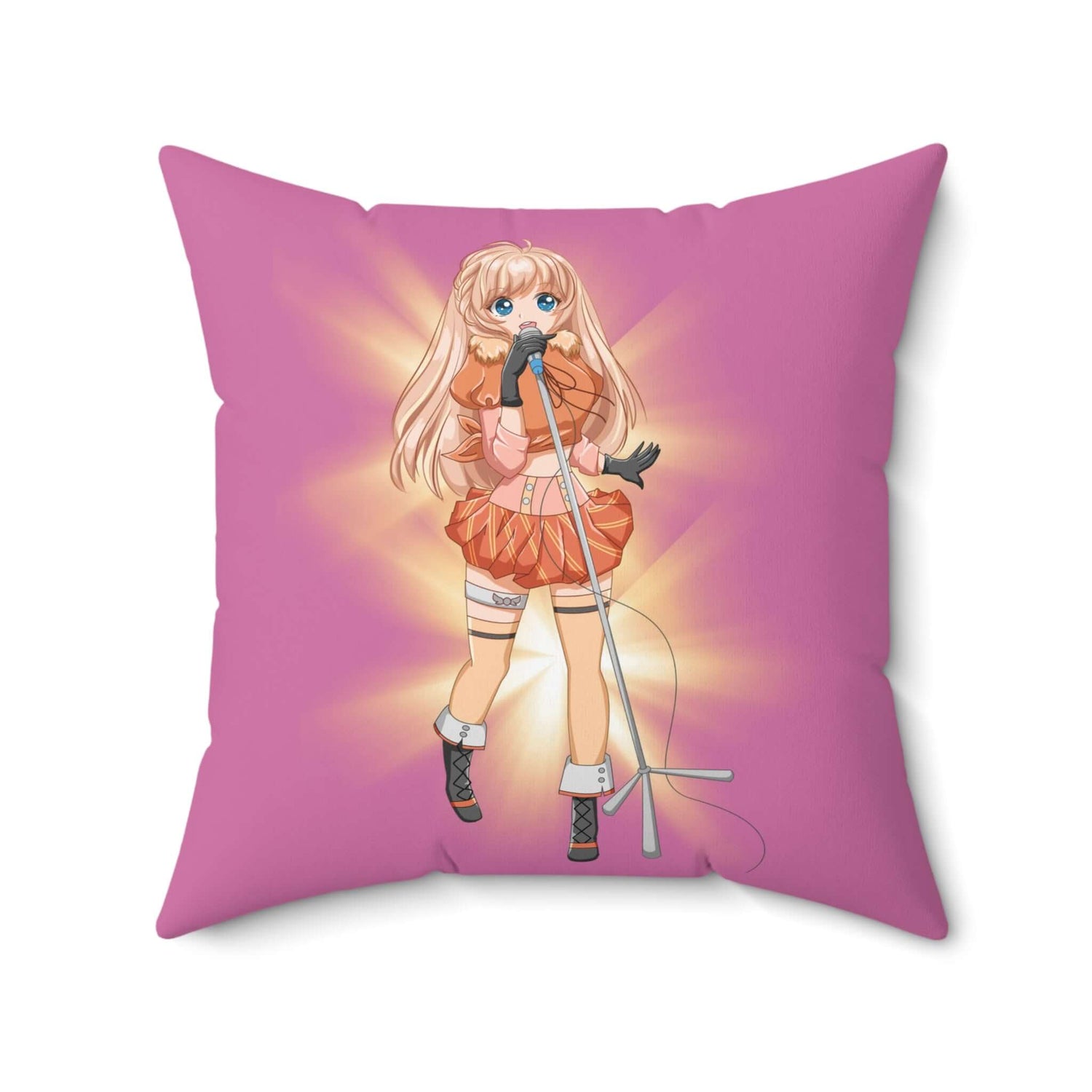Süßes Anime Sängerkissen, Dekokissen mit lebendigem Design eines Anime-Sängers, perfektes Dekoelement für Musikliebhaber.