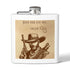 Edelstahl Flachmann Western Cowboy mit Cowboy-Motiv und Gravur in Sepia auf weißem Hintergrund, stilvolle trinken Flasche 170 ml.