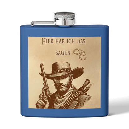 Edelstahl Flachmann Western Cowboy mit Cowboy-Motiv und Spruch &